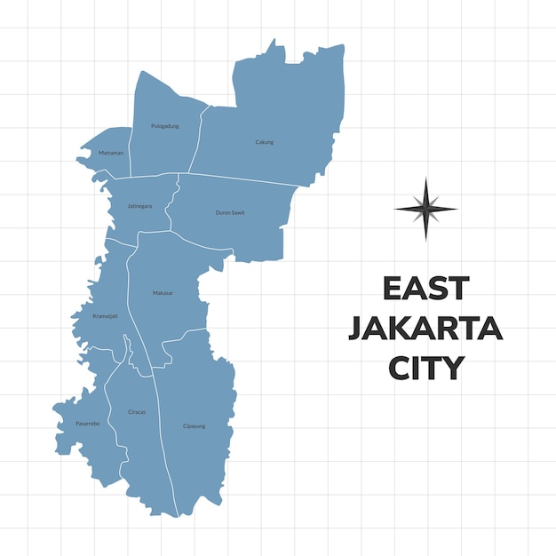 Ilustración del mapa de la ciudad del este de yakarta mapa de ciudades de indonesia