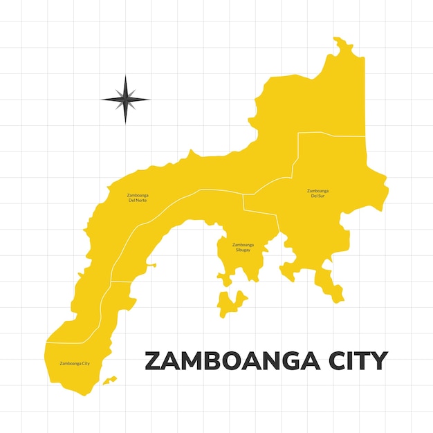 Vector ilustración del mapa de la ciudad de zamboanga mapa de la ciudad en filipinas