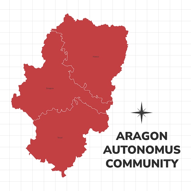 Ilustración del mapa de la Comunidad Autónoma de Aragón Mapa de la región en España