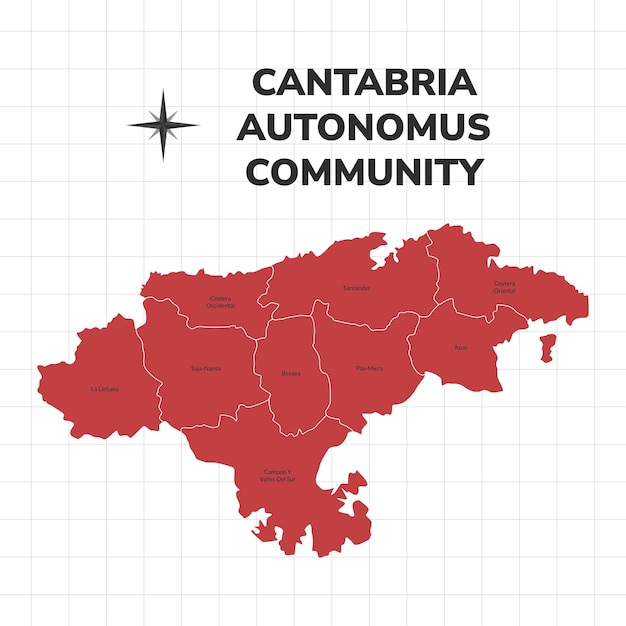 Vector ilustración del mapa de la comunidad autónoma de cantabria mapa de la región en españa