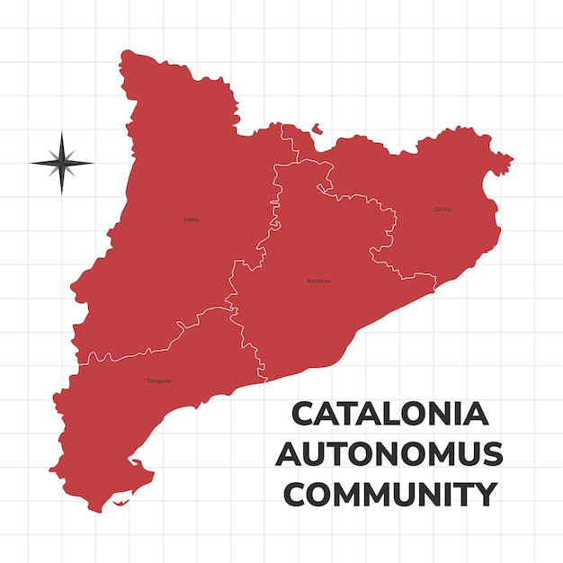 Vector ilustración del mapa de la comunidad autónoma de cataluña mapa de la región en españa
