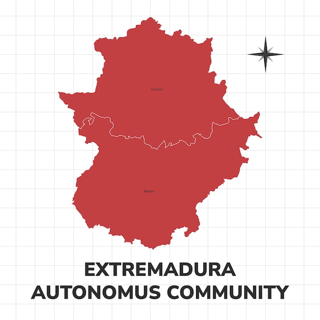 Ilustración del mapa de la Comunidad Autónoma de Extremadura Mapa de la región en España