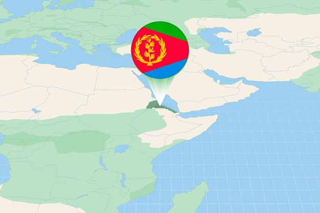 Vector ilustración del mapa de eritrea con la bandera ilustración cartográfica de eritrea