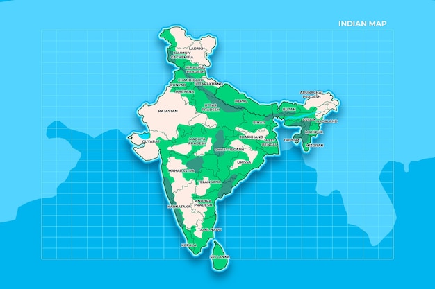 Ilustración de un mapa indio dibujado a mano