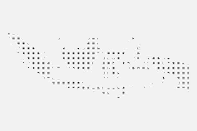 Vector ilustración del mapa de indonesia con efecto punteado sobre fondo aislado