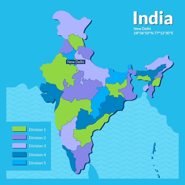 Ilustración del mapa plano de la India