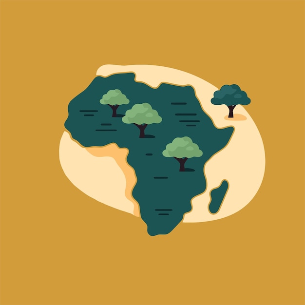 Ilustración del mapa plano vectorial de África