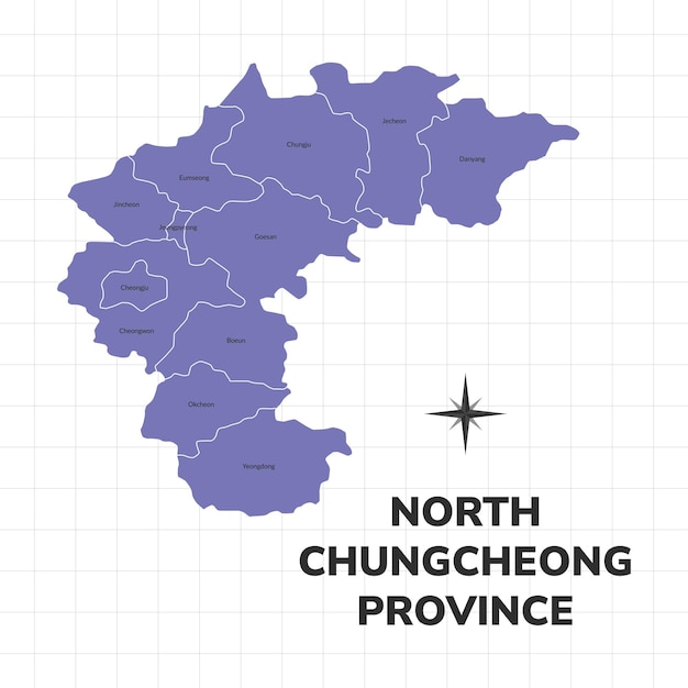 Ilustración del mapa de la provincia de Chungcheong del Norte Mapa de ciudades de Corea del Sur