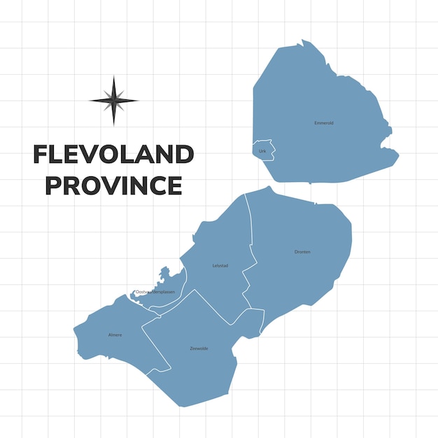 Ilustración del mapa de la provincia de Flevoland Mapa de la provincia en los Países Bajos