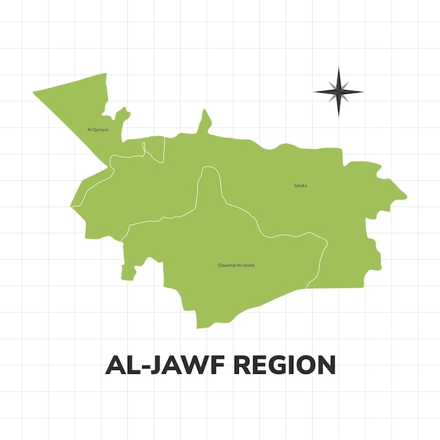 Ilustración del mapa de la región de aljawf mapa de la región de arabia saudita