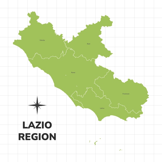 Ilustración del mapa de la región de Lazio Mapa de la región en Italia