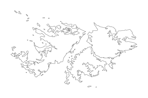 Vector ilustración de mapa de silueta de contorno de islas malvinas