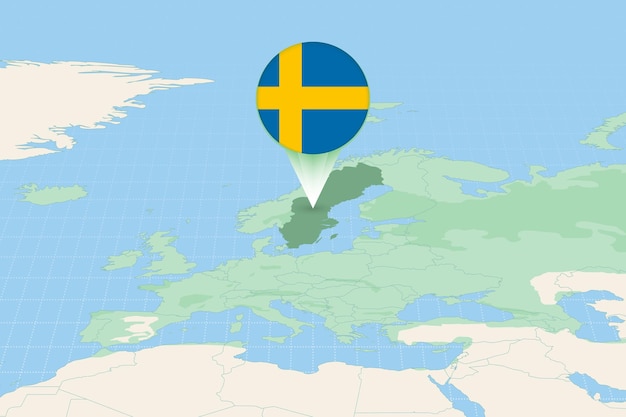 Vector ilustración de mapa de suecia con la bandera ilustración cartográfica de suecia y países vecinos