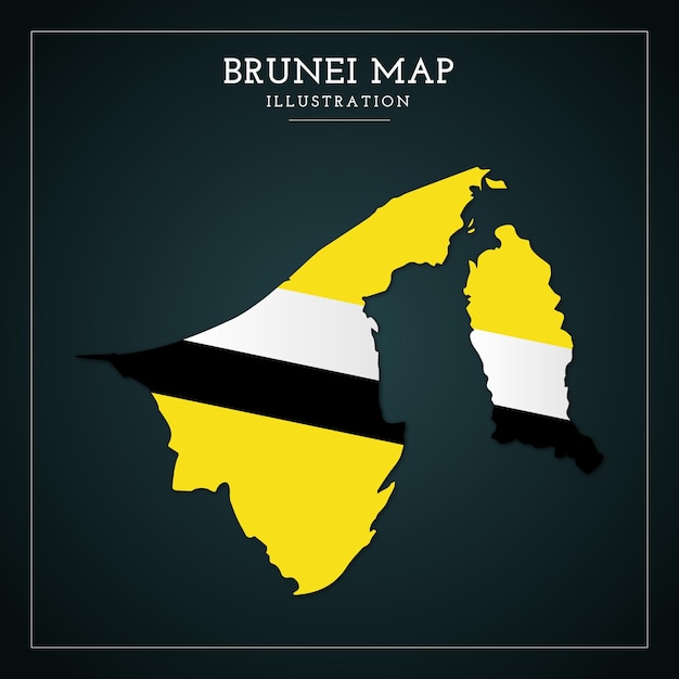 Ilustración de mapa vectorial de brunéi en 3d