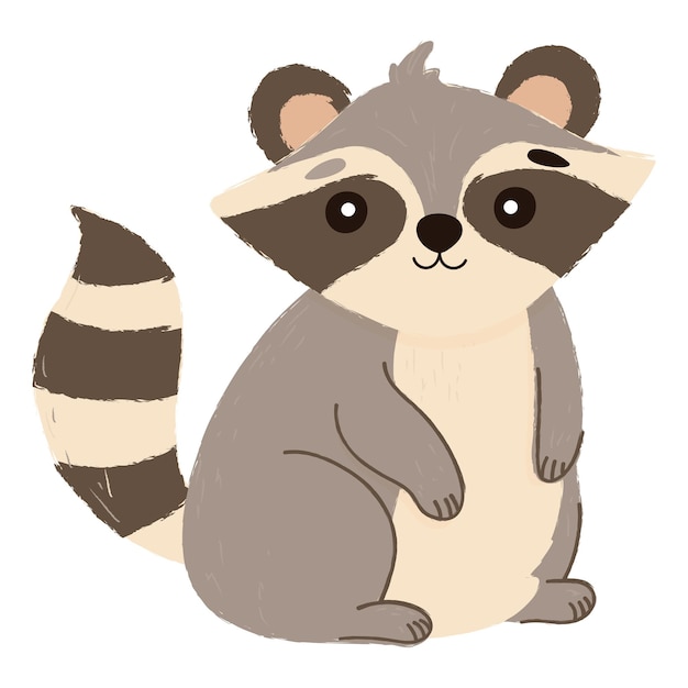 Ilustración de mapaches de dibujos animados con fondo blanco