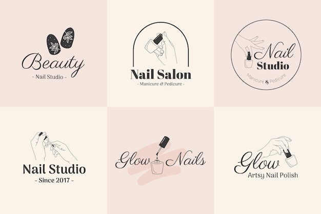 ilustración de maqueta de logotipo de salón de uñas de belleza