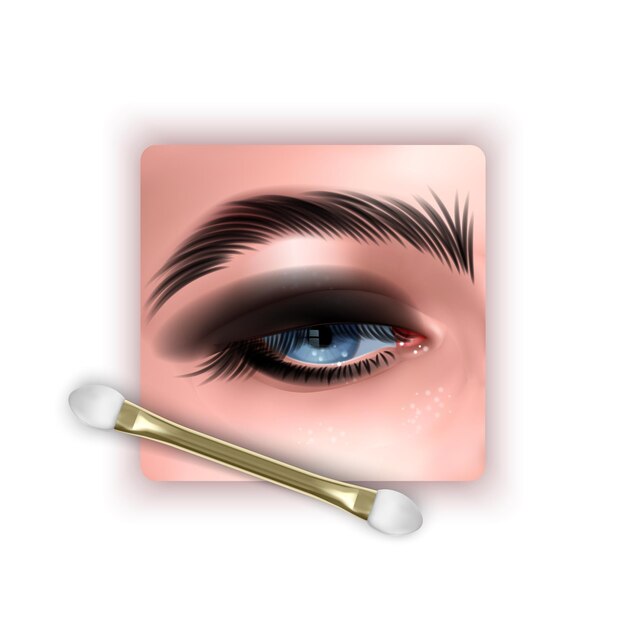 Vector ilustración con maquillaje realista de ojos azules y ojos ahumados