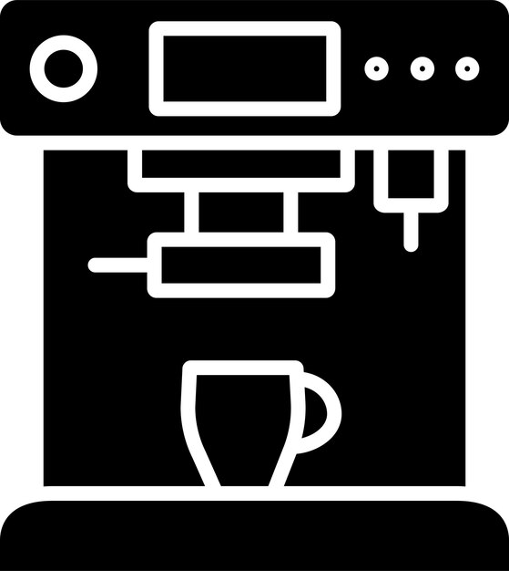 Ilustración de la máquina de café sólida y el vector de glifos