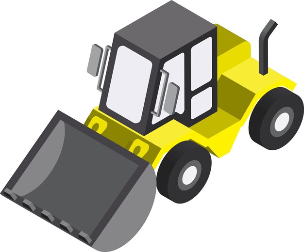 Ilustración de la máquina cargadora en estilo isométrico 3D