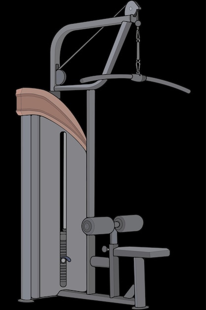 Ilustración de la máquina Lat Pulldown Fitness máquinas de cardio y musculación equipos establecidos en el gimnasio Concepto de entrenamiento y entrenamiento
