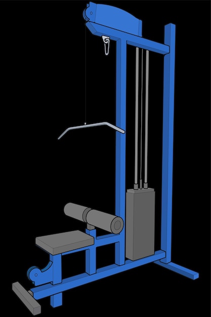 Ilustración de la máquina Lat Pulldown Fitness máquinas de cardio y musculación equipos establecidos en el gimnasio Concepto de entrenamiento y entrenamiento