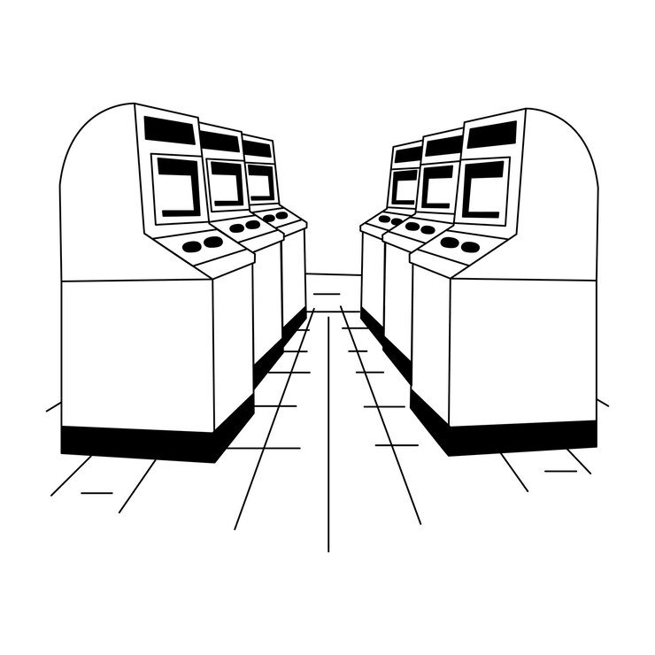 Vector ilustración de máquinas de juego en estilo de dibujo