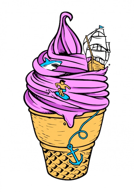 Vector ilustración de mar de helado