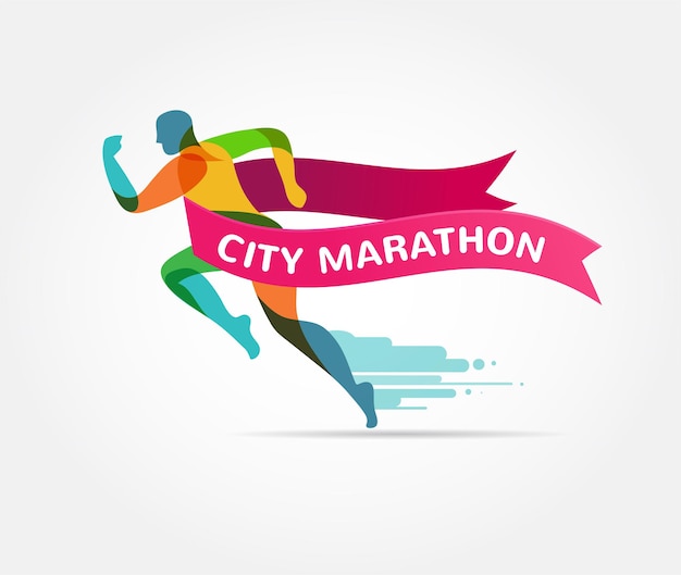 Vector ilustración de maratón corriendo