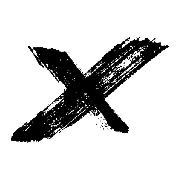 Ilustración de la marca cruzada dibujada a mano Marcador de señal equivocado Clipart Marca de marcado de tinta Un solo elemento