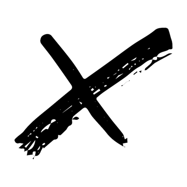 Ilustración de la marca cruzada dibujada a mano Marcador de señal equivocado Clipart Marca de marcado de tinta Un solo elemento