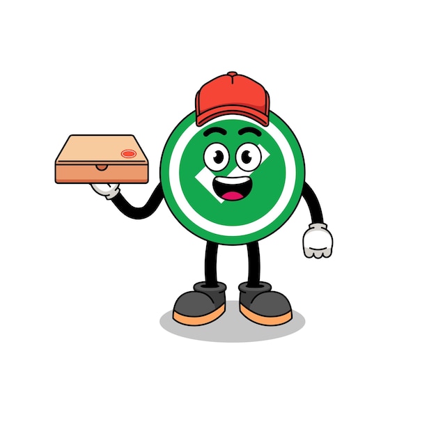 Ilustración de marca de verificación como un diseño de personaje de repartidor de pizza