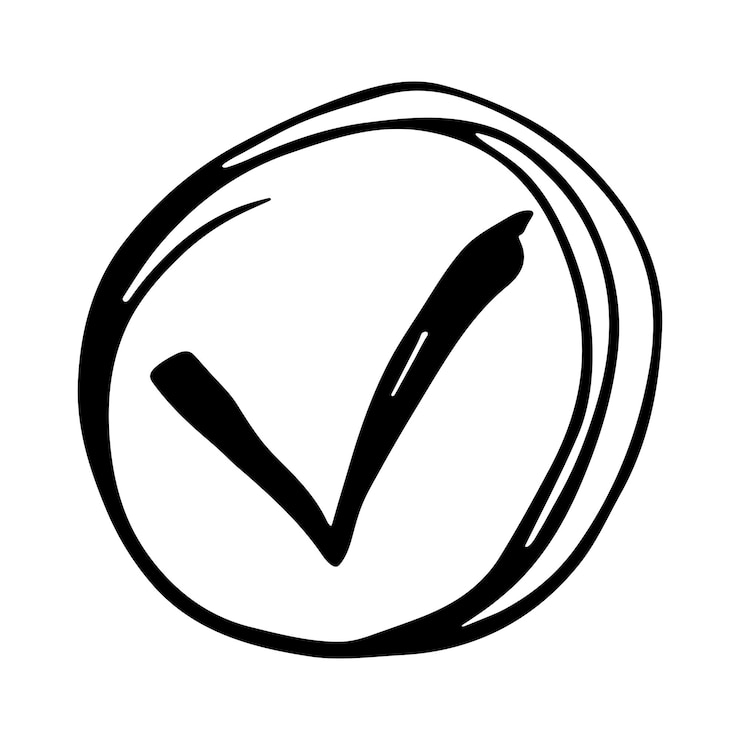 Vector ilustración de marca de verificación dibujada a mano clipart del signo derecho del marcador caja de verificación de garabateo de tinta un solo elemento