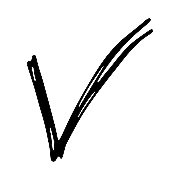Ilustración de marca de verificación dibujada a mano Clipart del signo derecho del marcador Caja de verificación de garabateo de tinta Un solo elemento
