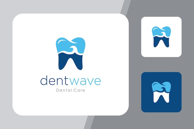 Ilustración de marcas de dientes modernas y limpias con hermosas ondas dentro del diseño del logotipo