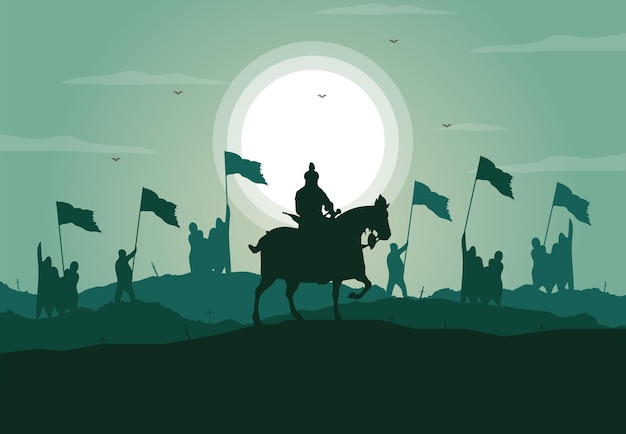 Ilustración de la marcha de los ejércitos musulmanes