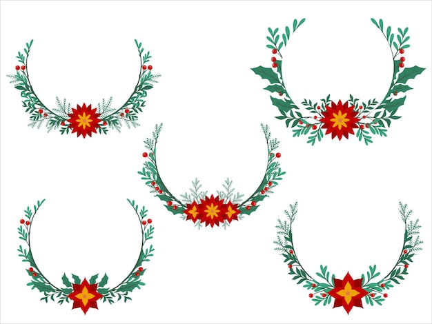Ilustración de marco de círculo de flor de Navidad