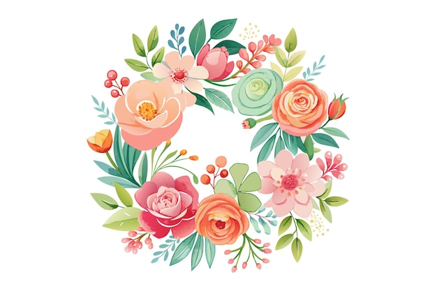 Ilustración del marco fotográfico de flores en acuarela 15