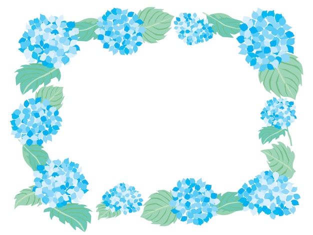 Ilustración de marco de la hortensia azul de junio