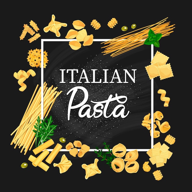 Ilustración de marco de pasta italiana