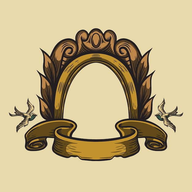 Ilustración de marco vintage dibujado a mano de vector premium