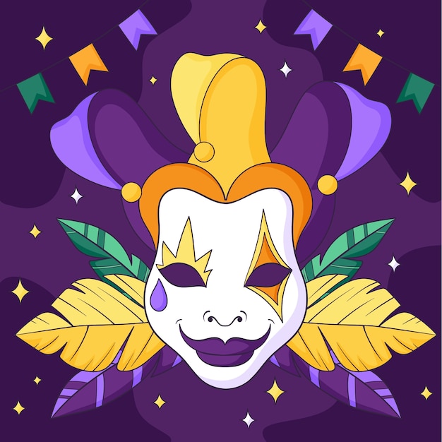 Vector ilustración de mardi gras dibujado a mano