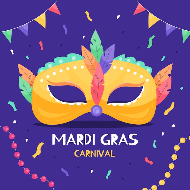 Ilustración de mardi gras plana