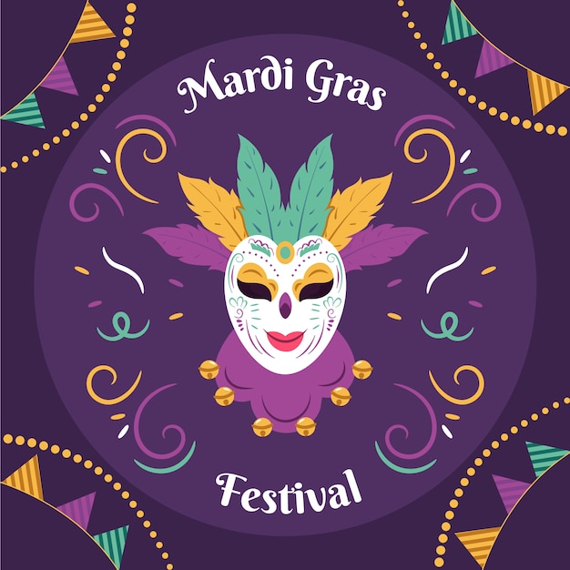 Vector ilustración de mardi gras plana