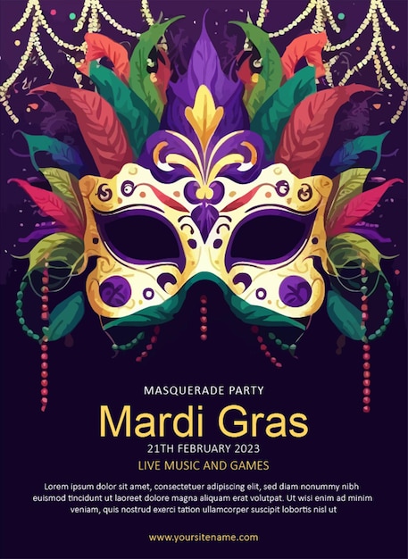 Ilustración de mardi gras, plantilla de volante vertical