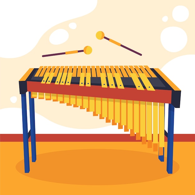 Ilustración de marimba de diseño plano