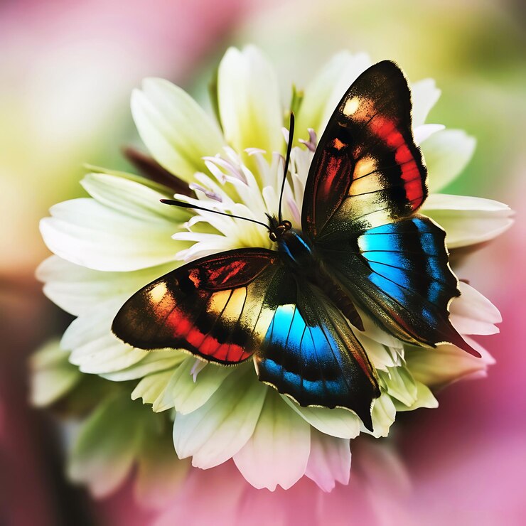 Vector ilustración de una mariposa con las alas extendidas y sentada