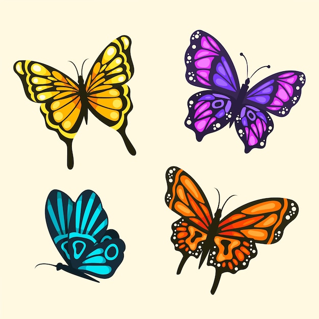 Vector ilustración de mariposa dibujada a mano