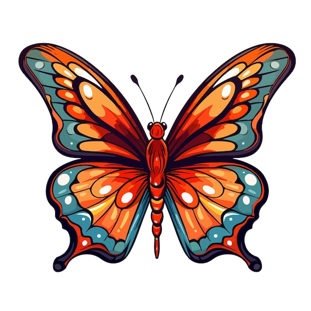 Vector ilustración de mariposa de dibujos animados dibujados a mano