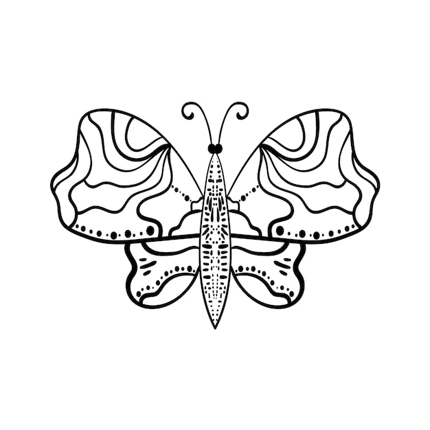 Ilustración de mariposa Elemento de página de libro para colorear