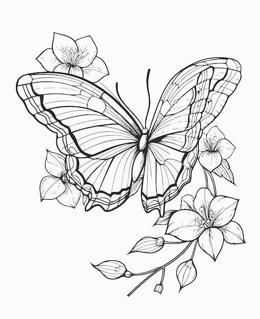 Ilustración de mariposa Libro para colorear mariposas